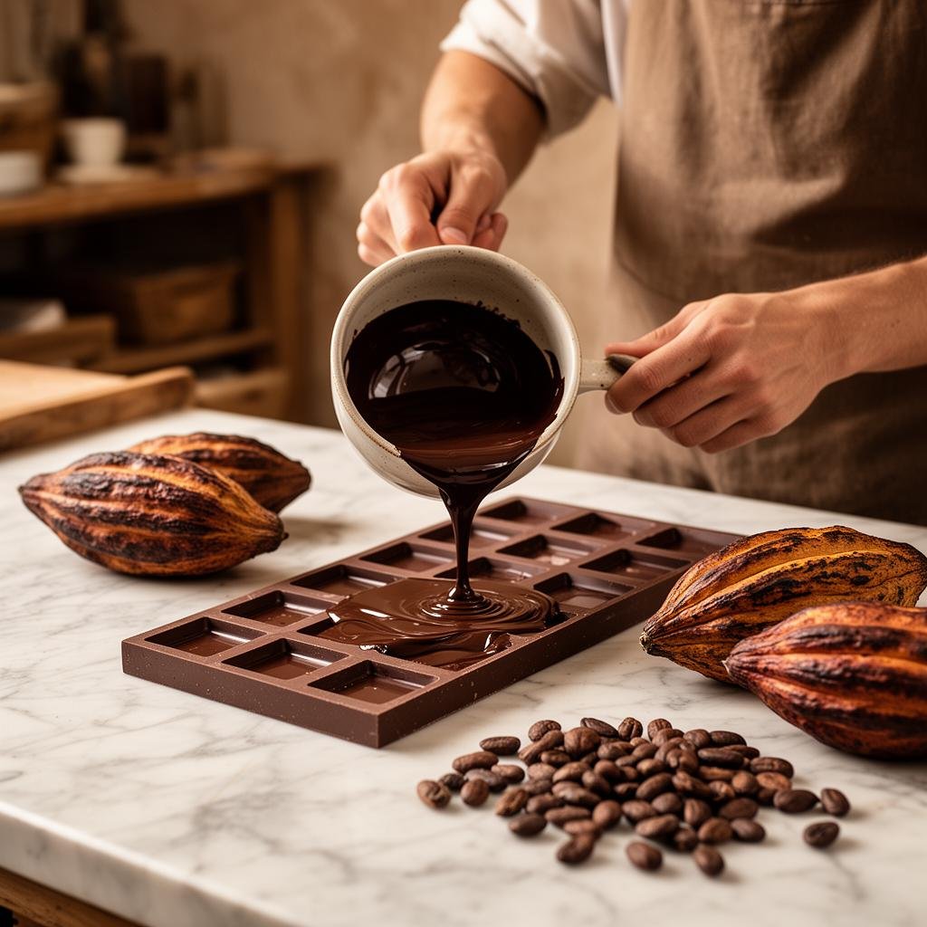 Produção artesanal de chocolates Cacau Premium