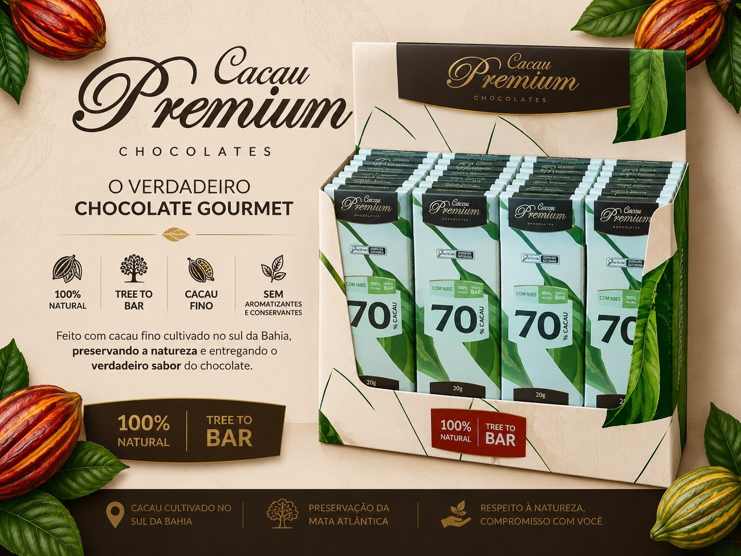 Display Chocolate 70% com Nibs